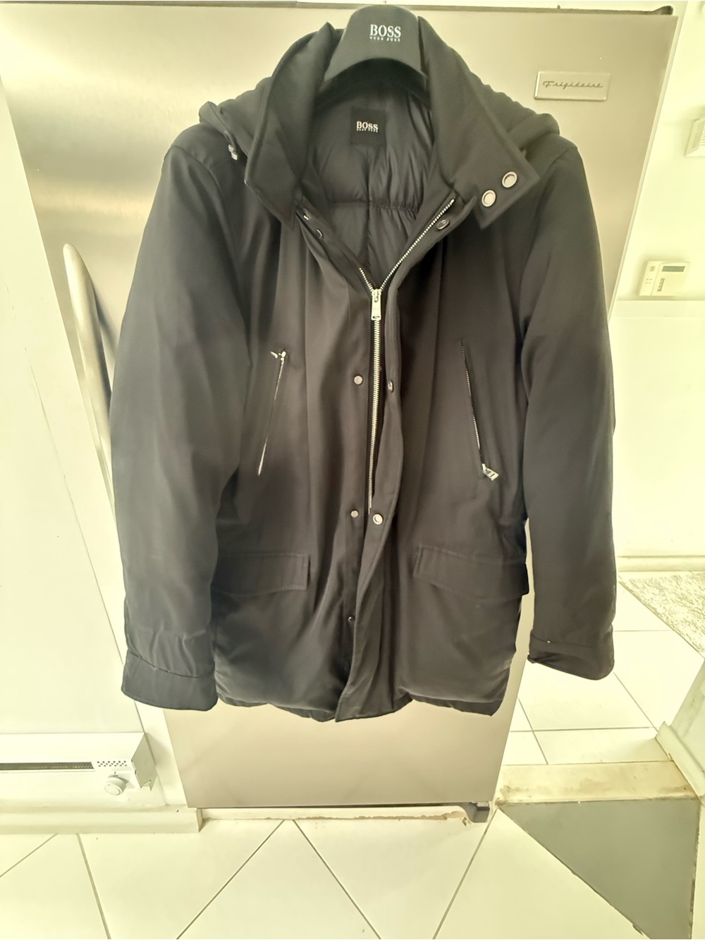 Hugo Boss Men’s Black Hooded Puffer Coat